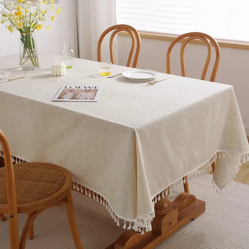 Bluejw American Style Pastoral Tablecloth, Solid Color, Light Luxury Lace and Lace Stitching Technology Tablecloth - Image 1